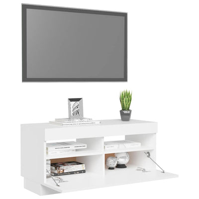 TV-taso LED-valoilla valkoinen 80x35x40 cm