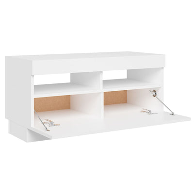 TV-taso LED-valoilla valkoinen 80x35x40 cm