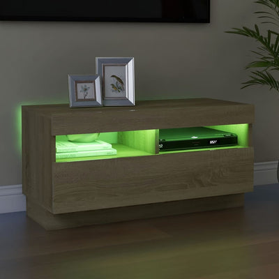 TV-taso LED-valoilla Sonoma-tammi 80x35x40 cm