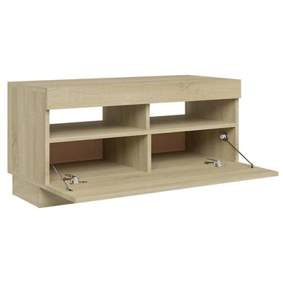 TV-taso LED-valoilla Sonoma-tammi 80x35x40 cm