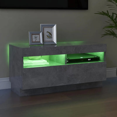 TV-taso LED-valoilla betoninharmaa 80x35x40 cm