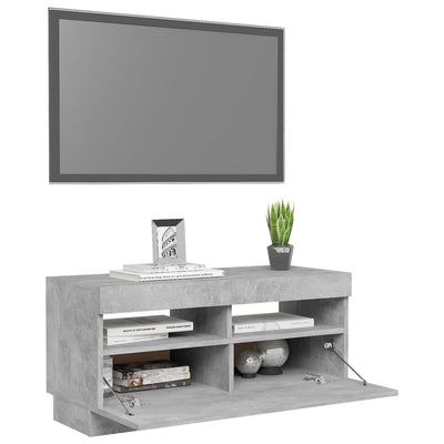 TV-taso LED-valoilla betoninharmaa 80x35x40 cm