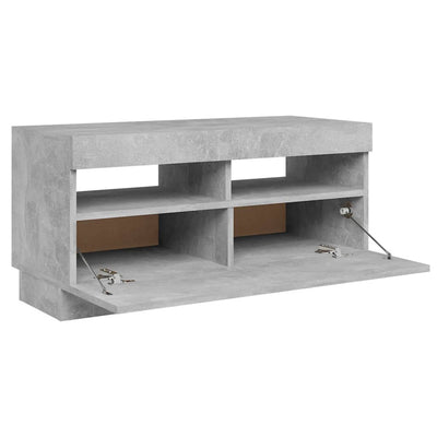 TV-taso LED-valoilla betoninharmaa 80x35x40 cm