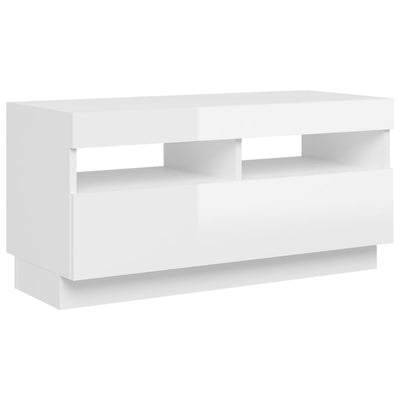 TV-taso LED-valoilla korkeakiilto valkoinen 80x35x40 cm