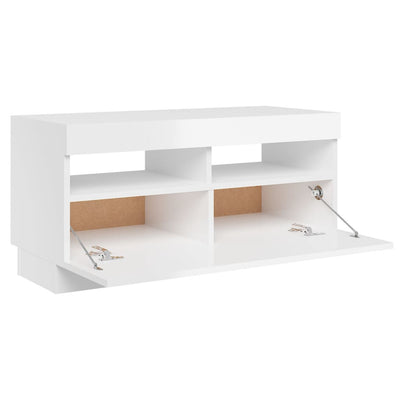 TV-taso LED-valoilla korkeakiilto valkoinen 80x35x40 cm