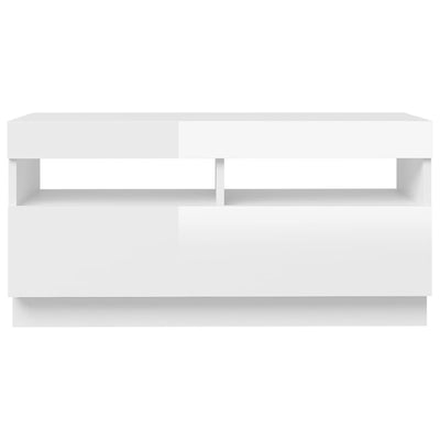 TV-taso LED-valoilla korkeakiilto valkoinen 80x35x40 cm