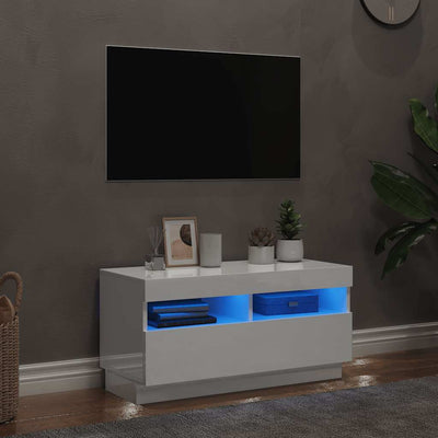 Valkoinen tv-taso led-valoilla Ramiz 80x35x40cm