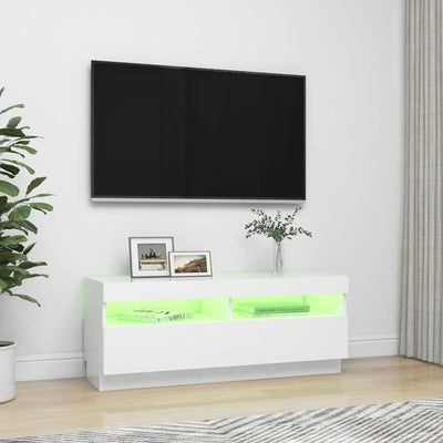 TV-taso LED-valoilla valkoinen 100x35x40 cm