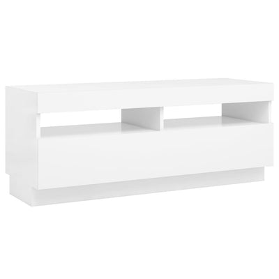 TV-taso LED-valoilla valkoinen 100x35x40 cm