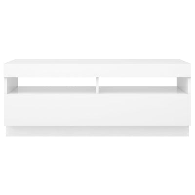 TV-taso LED-valoilla valkoinen 100x35x40 cm