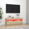 TV-taso LED-valoilla Sonoma-tammi 100x35x40 cm