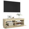 TV-taso LED-valoilla Sonoma-tammi 100x35x40 cm