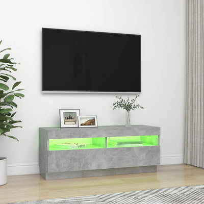 TV-taso LED-valoilla betoninharmaa 100x35x40 cm