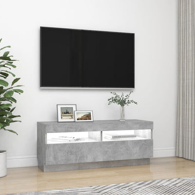 TV-taso LED-valoilla betoninharmaa 100x35x40 cm