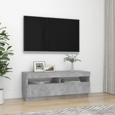 TV-taso LED-valoilla betoninharmaa 100x35x40 cm