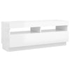 TV-taso LED-valoilla korkeakiilto valkoinen 100x35x40 cm