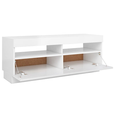 TV-taso LED-valoilla korkeakiilto valkoinen 100x35x40 cm