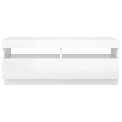 TV-taso LED-valoilla korkeakiilto valkoinen 100x35x40 cm