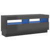 TV-taso LED-valoilla korkeakiilto harmaa 100x35x40 cm