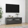 TV-taso LED-valoilla korkeakiilto harmaa 100x35x40 cm