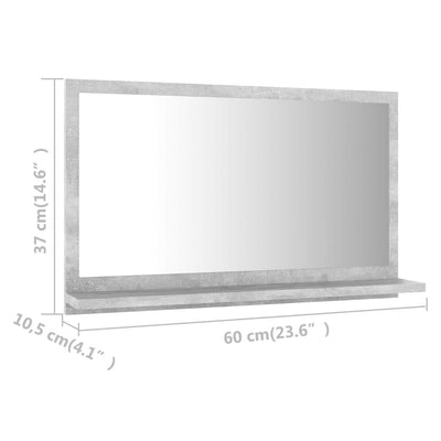 Kylpyhuonepeili betoninharmaa 60x10,5x37 cm tekninen puu