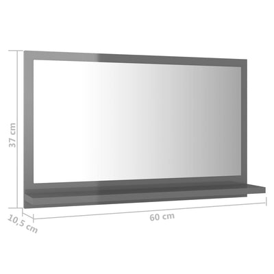 Kylpyhuonepeili korkeakiilto musta 60x10,5x37 cm lastulevy
