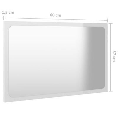 Kylpyhuonepeili korkeakiilto valkoinen 60x1,5x37 cm lastulevy