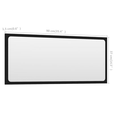Kylpyhuonepeili musta 90x1,5x37 cm lastulevy