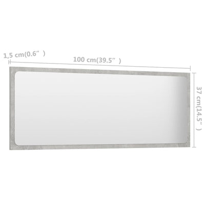 Kylpyhuonepeili betoninharmaa 100x1,5x37 cm lastulevy