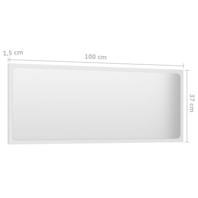Kylpyhuonepeili korkeakiilto valk. 100x1,5x37 cm tekninen puu