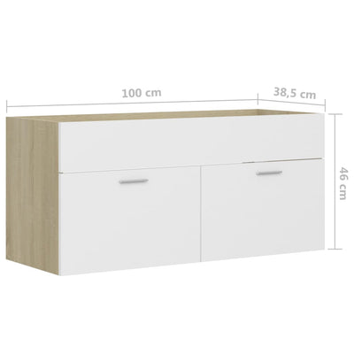 Allaskaappi valk. ja Sonoma-tammi 100x38,5x46 cm tekninen puu
