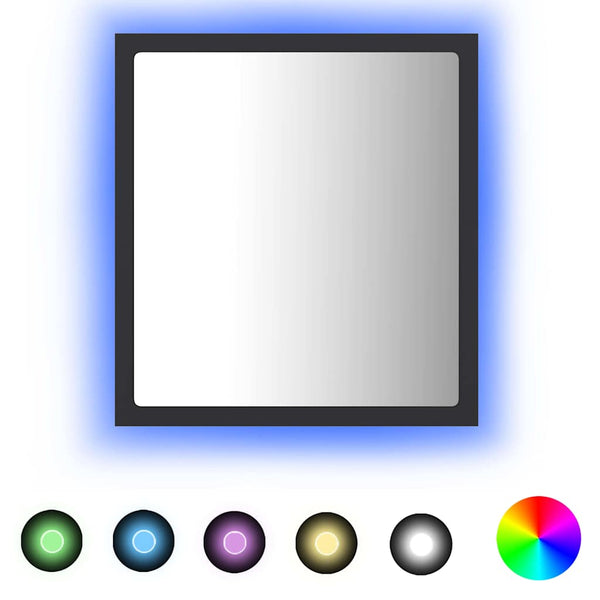 LED-kylpyhuonepeili harmaa 40x8,5x37 cm akryyli