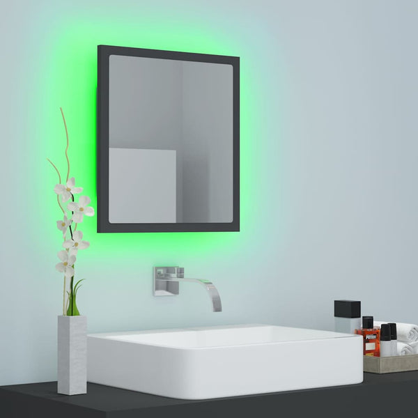 LED-kylpyhuonepeili harmaa 40x8,5x37 cm akryyli