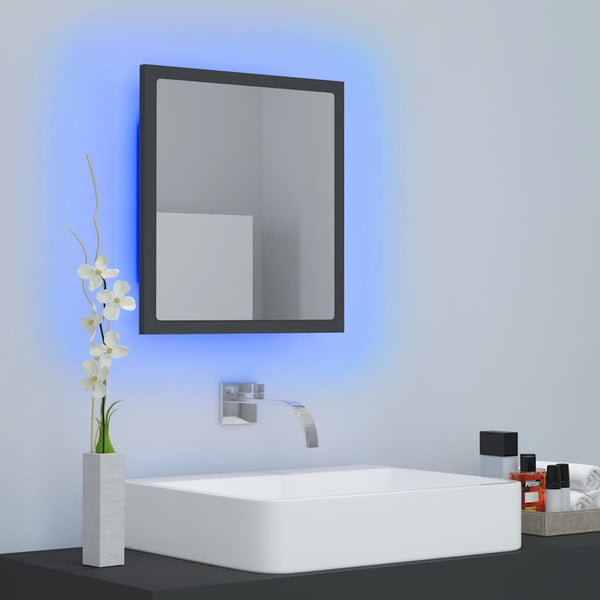 LED-kylpyhuonepeili harmaa 40x8,5x37 cm akryyli