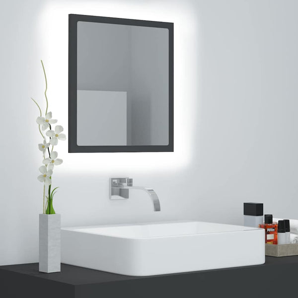 LED-kylpyhuonepeili harmaa 40x8,5x37 cm akryyli
