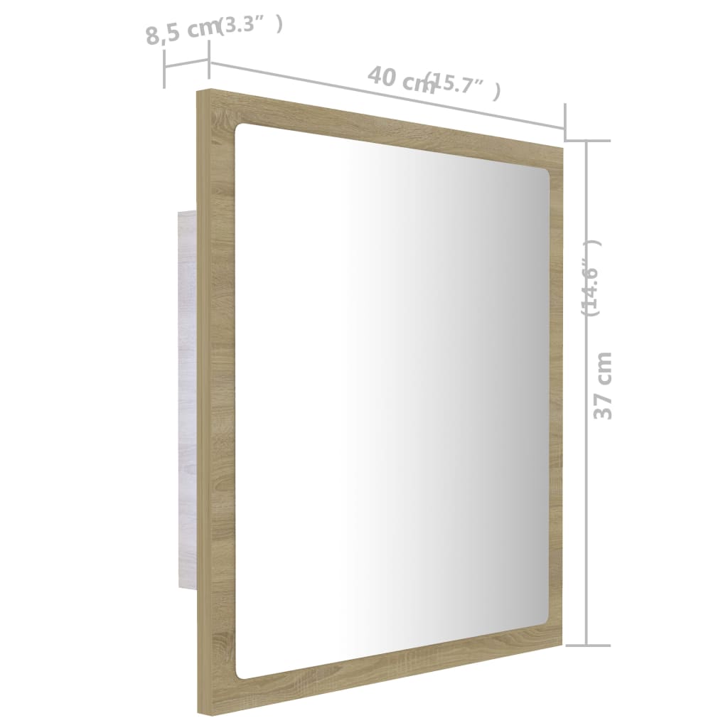 Sonoma tammi led-kylpyhuonepeili Magareta 40x8,5x37cm (akryyli)