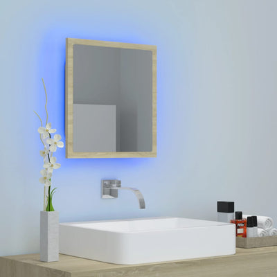 LED-kylpyhuonepeili Sonoma-tammi 40x8,5x37 cm akryyli