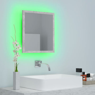 LED-kylpyhuonepeili betoninharmaa 40x8,5x37 cm akryyli