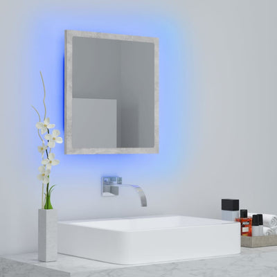 LED-kylpyhuonepeili betoninharmaa 40x8,5x37 cm akryyli