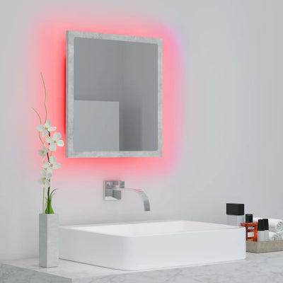 LED-kylpyhuonepeili betoninharmaa 40x8,5x37 cm akryyli
