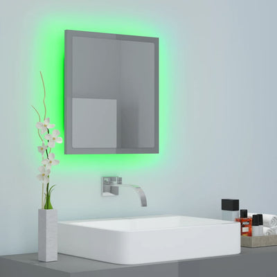 LED-kylpyhuonepeili korkeakiilto harmaa 40x8,5x37 cm akryyli