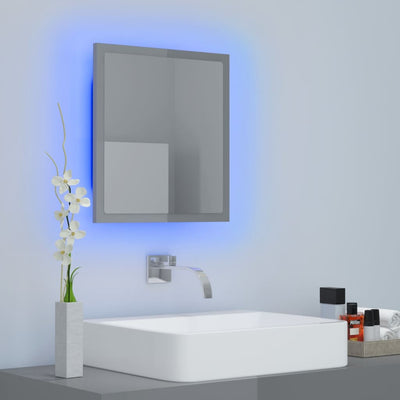 LED-kylpyhuonepeili korkeakiilto harmaa 40x8,5x37 cm akryyli