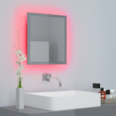LED-kylpyhuonepeili korkeakiilto harmaa 40x8,5x37 cm akryyli