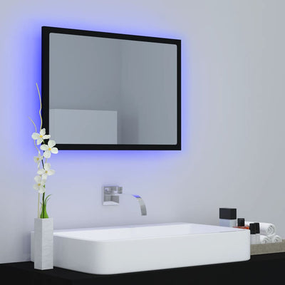 LED-kylpyhuonepeili musta 60x8,5x37 cm akryyli
