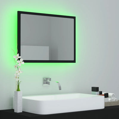 LED-kylpyhuonepeili musta 60x8,5x37 cm akryyli