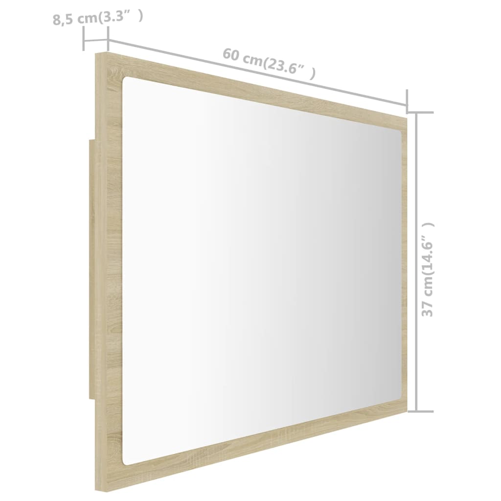 Sonoma tammi led-kylpyhuonepeili Malvinita 60x8,5x37cm (akryyli)
