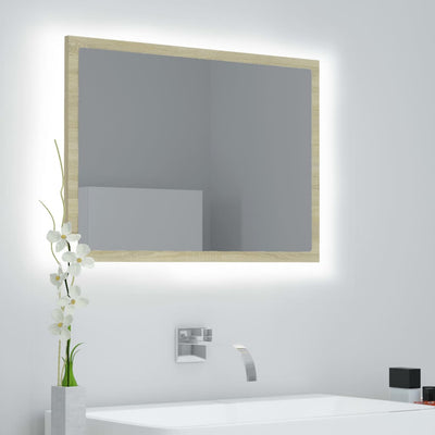 LED-kylpyhuonepeili Sonoma-tammi 60x8,5x37 cm akryyli