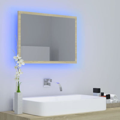 LED-kylpyhuonepeili Sonoma-tammi 60x8,5x37 cm akryyli