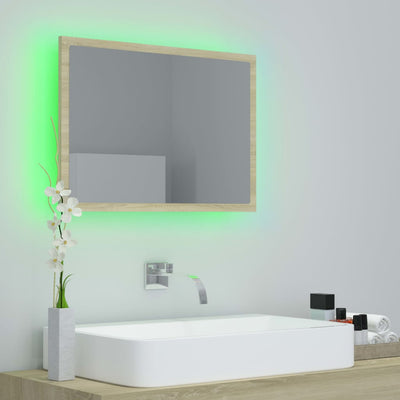 LED-kylpyhuonepeili Sonoma-tammi 60x8,5x37 cm akryyli