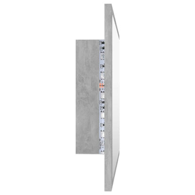 LED-kylpyhuonepeili betoninharmaa 60x8,5x37 cm akryyli
